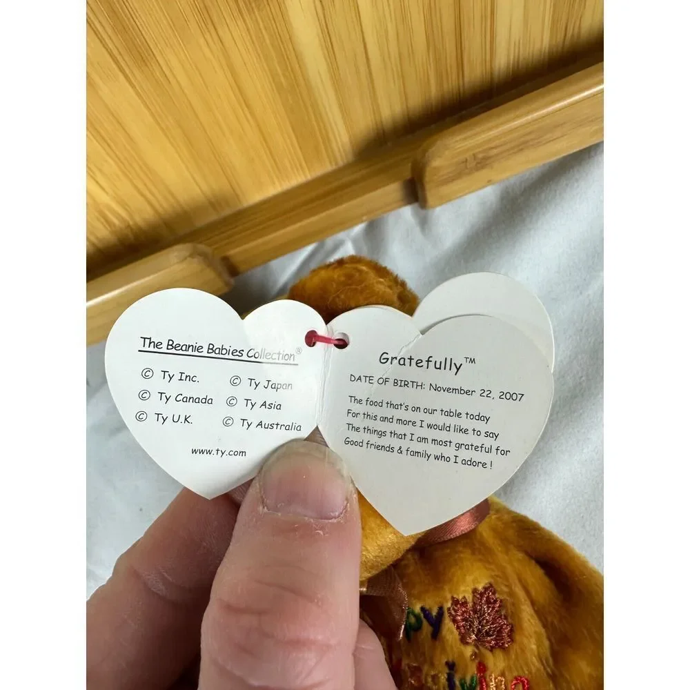 TY Beanie Baby -GRATEFULLY‎ the Thanksgiving Bear (8.5 inch) - NWT -